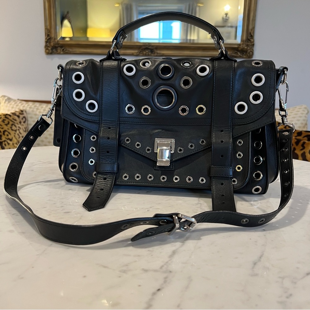 Proenza Schouler Black Grommet Medium PS1 Bag